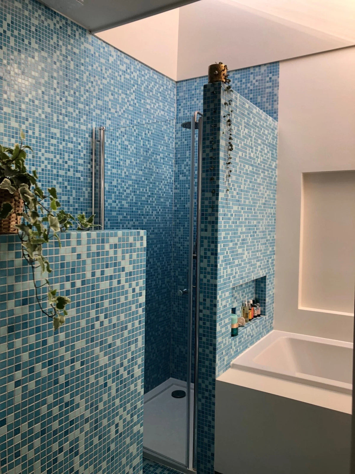 Pool Mix Blau Körnig Quadrat Glas Mosaik Fliese Badezimmer