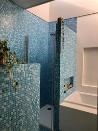 Pool Mix Blau Körnig Quadrat Glas Mosaik Fliese Badezimmer
