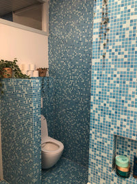 Pool Mix Blau Körnig Quadrat Glas Wand und Boden Mosaik Fliese