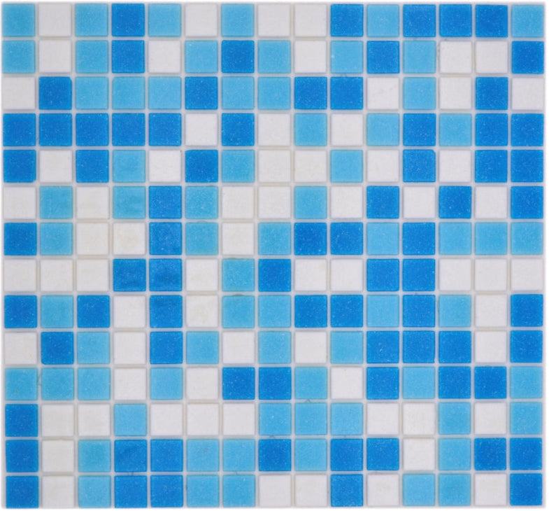 Pool Mosaikfliese Caribbean Mix Blau Weiss