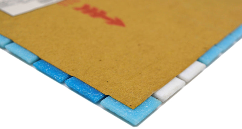 Pool Mosaikfliese Caribbean Mix Blau Weiss Papierverklebte Plättli