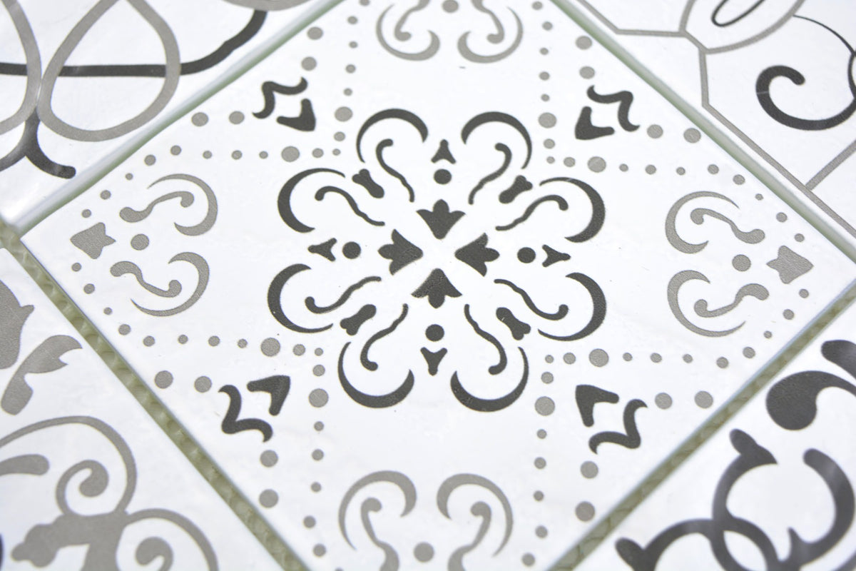 Retro Marokkanische Wand Mosaikfliese 30x30 cm Weiss