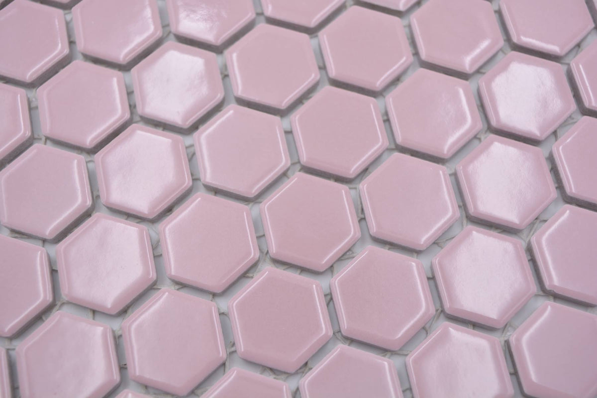 Rosa Pink Glänzend Hexagon Mosaikfliesen Wand Fliesen
