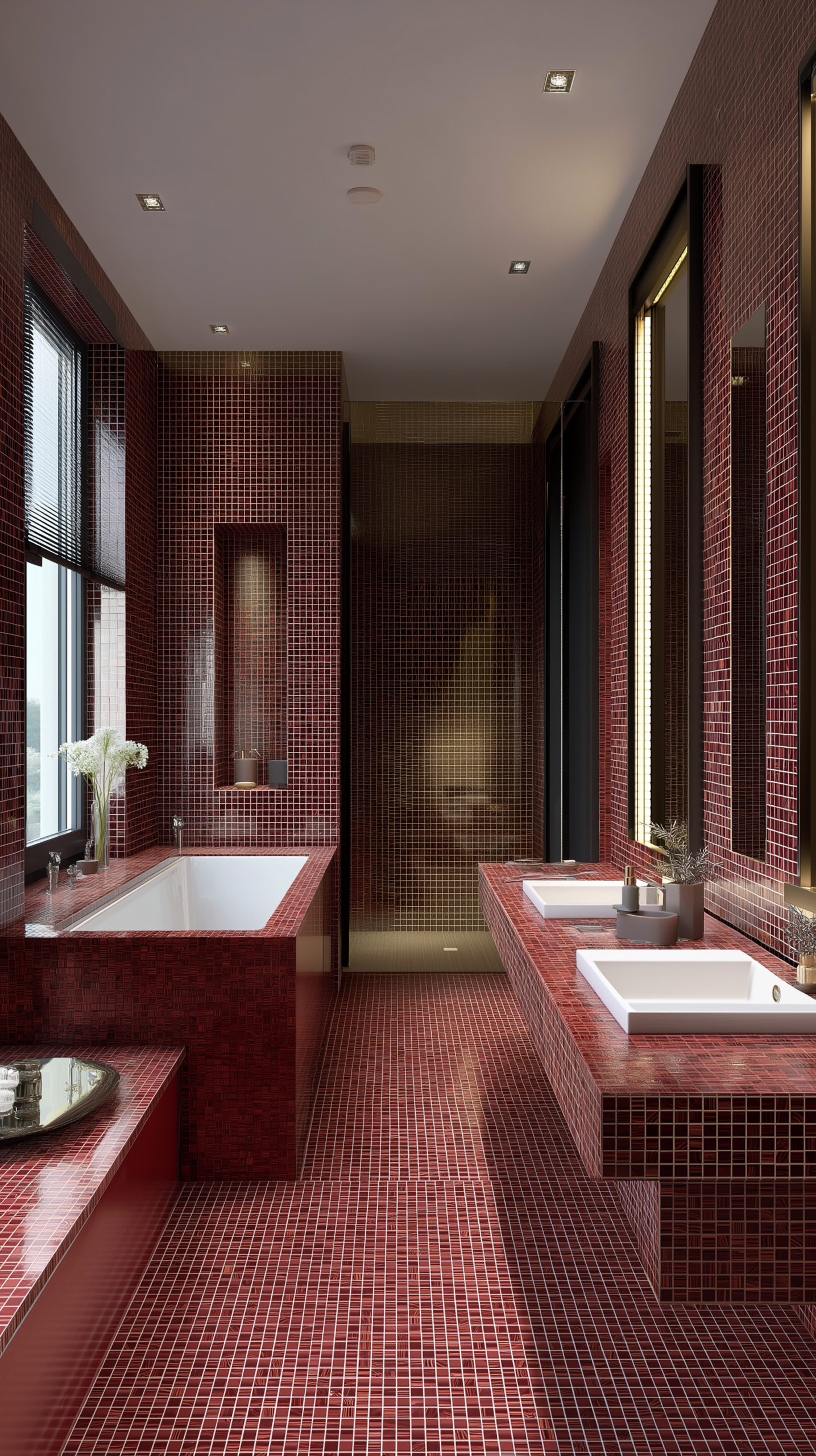 Rot Quadrat Glas Mosaik Wand und Boden Fliese