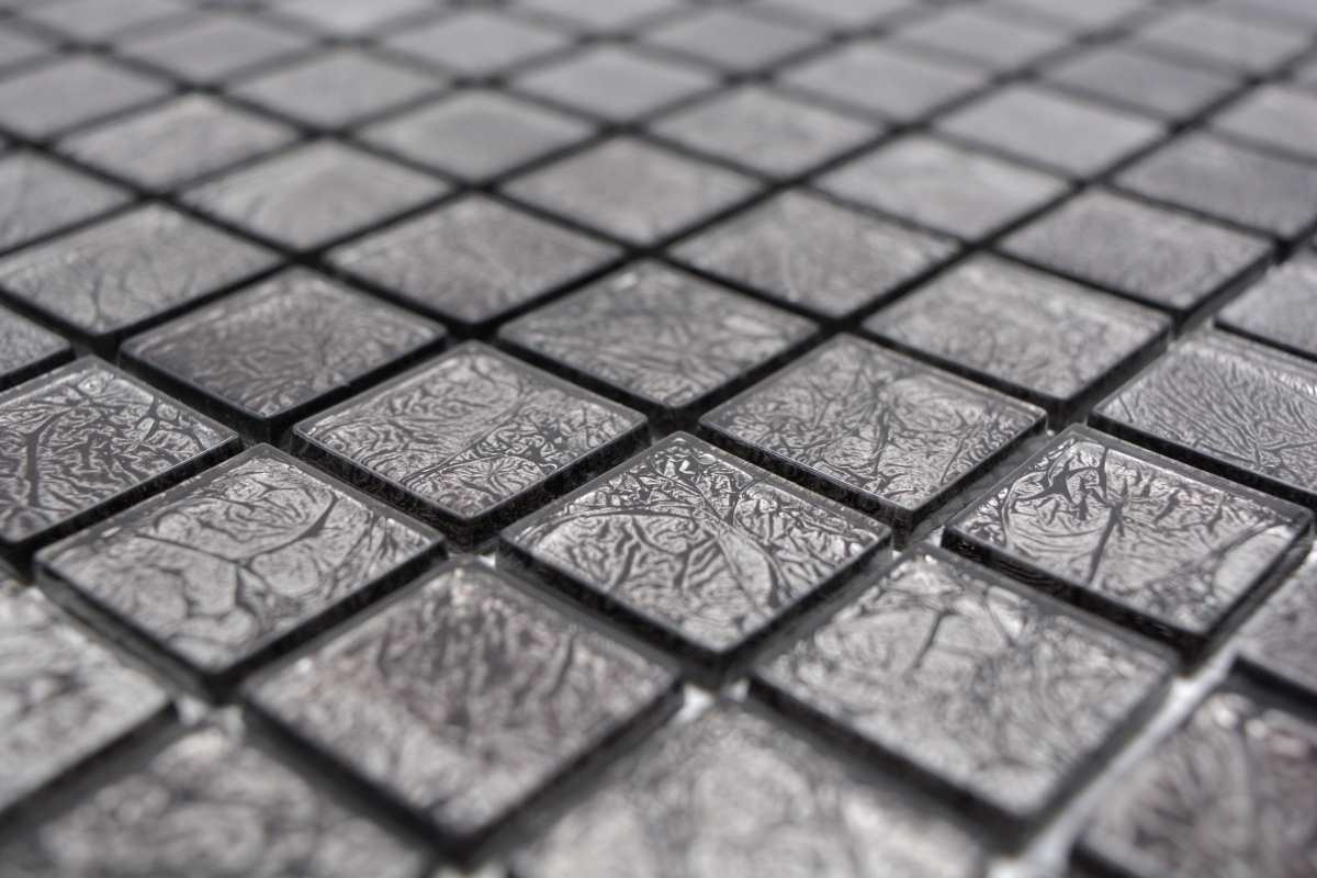 Black Glasmosaik Fliese - 23 x 23 x 4 mm
