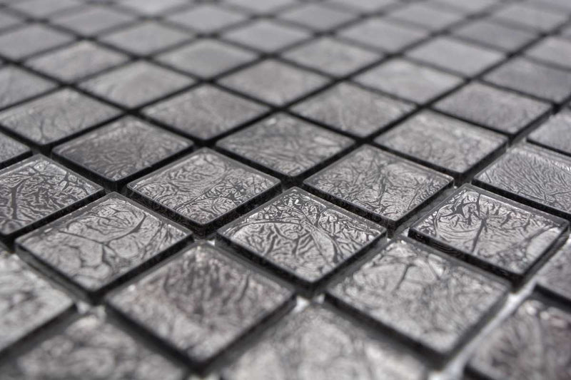 Black Glasmosaik Fliese - 23 x 23 x 4 mm