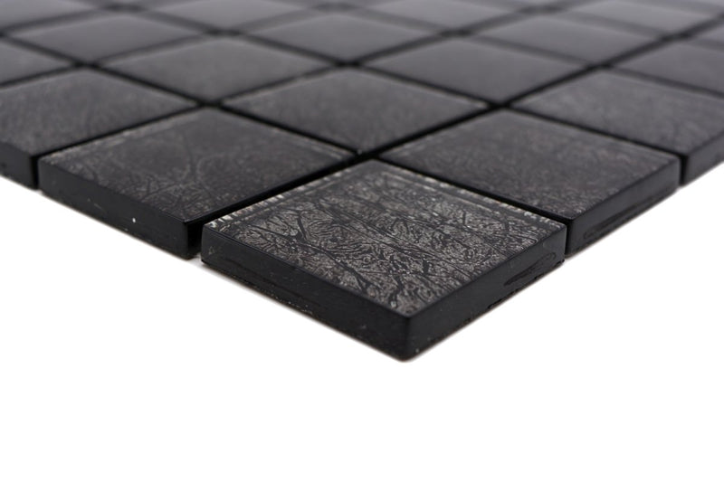 Royal Black Glasmosaik Fliese - 48x48x8 mm