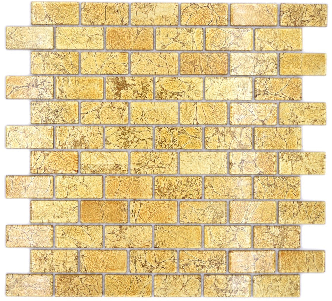 Royal Gold Ziegel Brick Glasmosaik Fliese