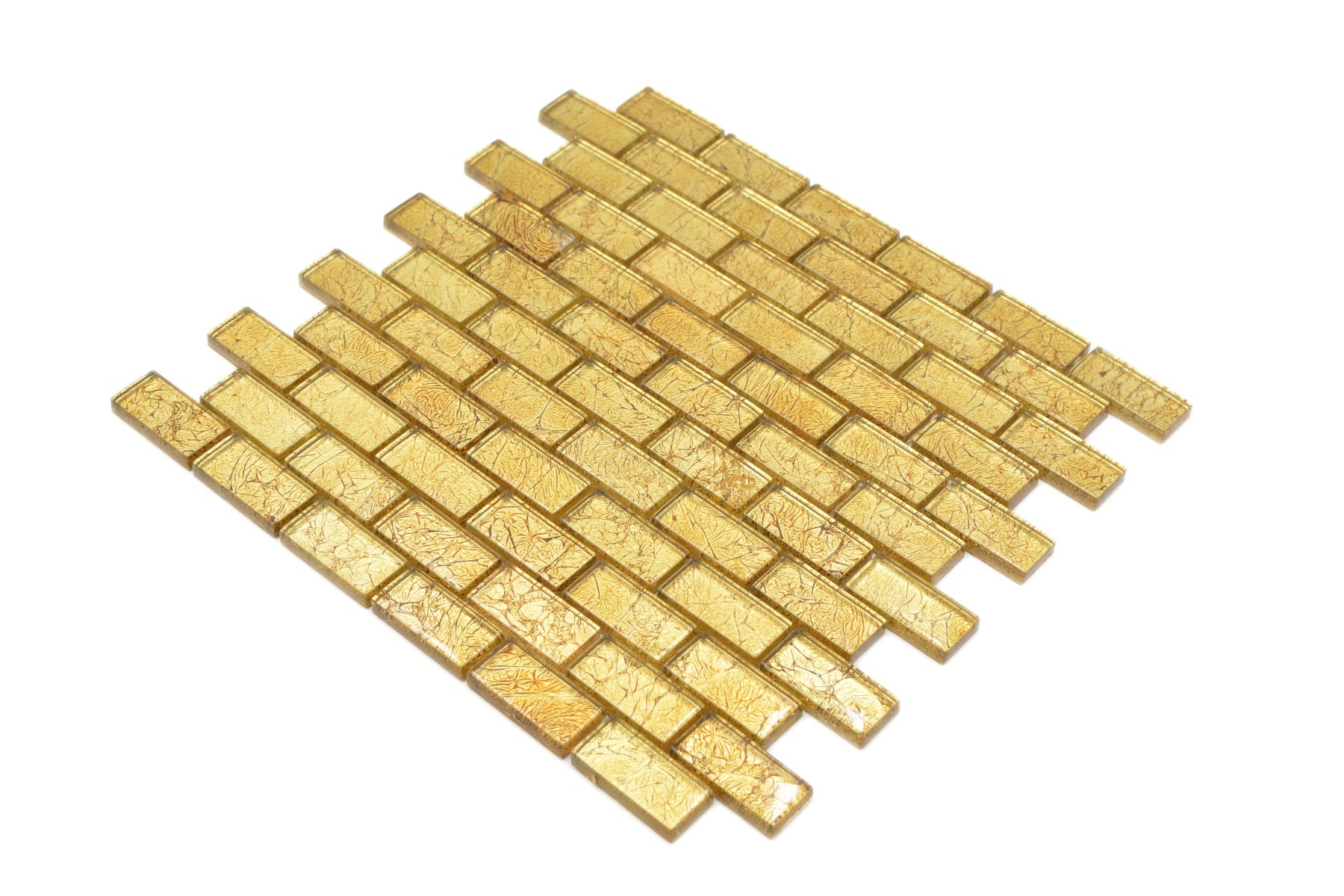 Mauerverbandoptik Gold Ziegel Brick Glasmosaik Fliese - 8 mm