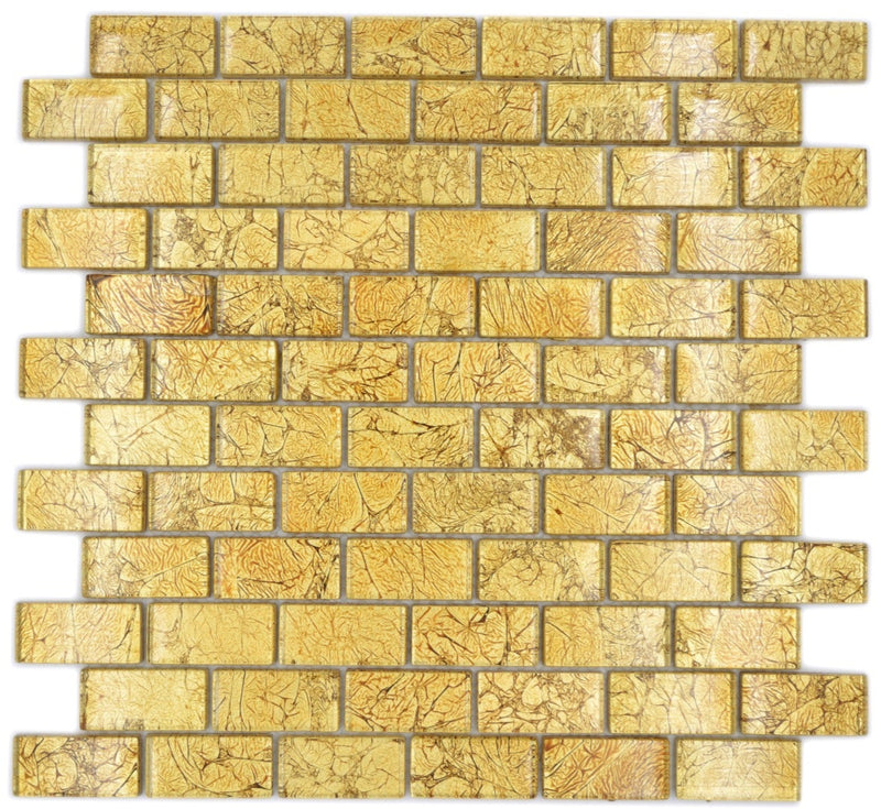 Matte Gold Ziegel Brick Glasmosaik Fliese - 8 mm