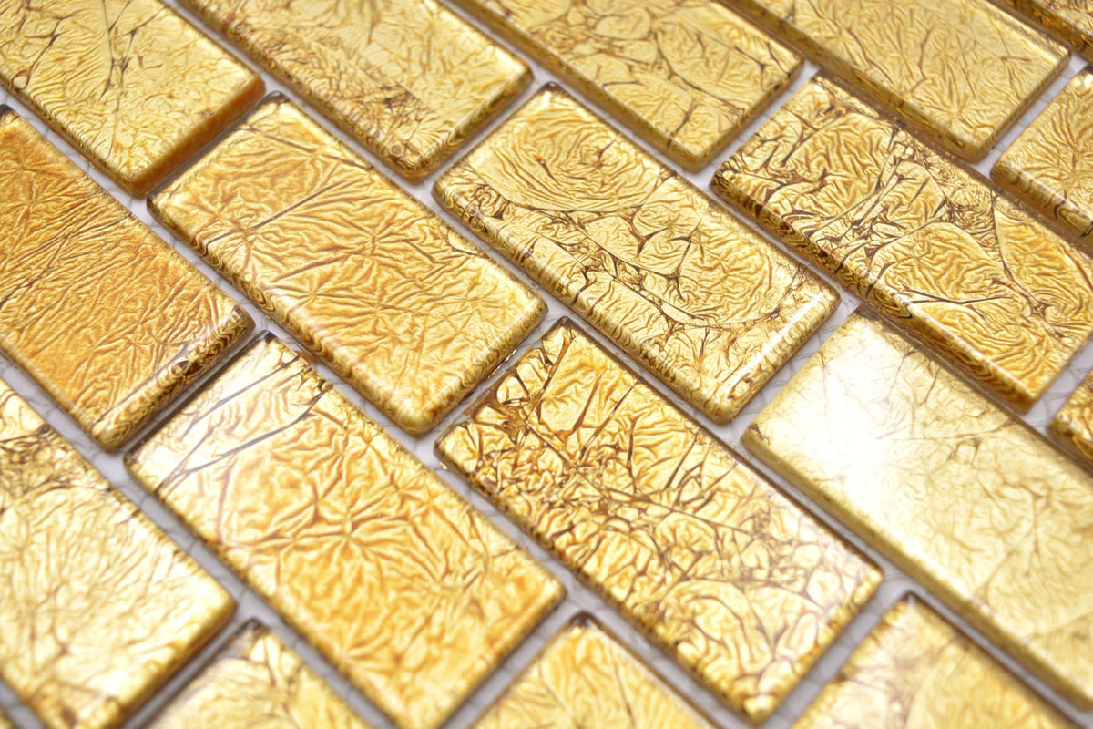 Gold Ziegel Brick Glasmosaik Fliese