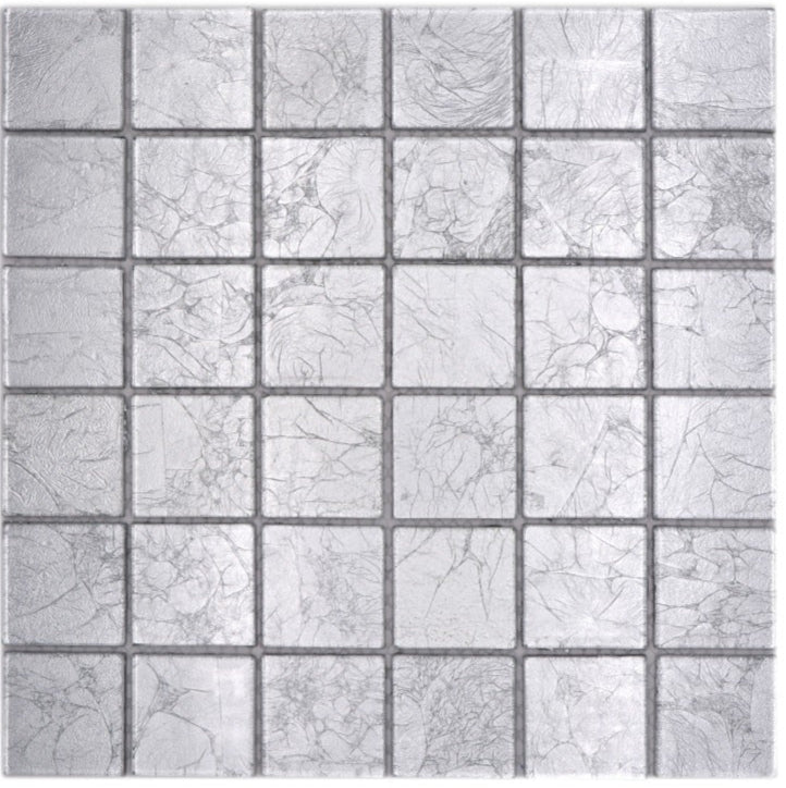Royal Silber Glasmosaik Fliese - 48 x 48 mm