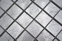 Silber Glasmosaik Fliese - 48 x 48 x 8 mm
