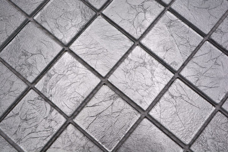 Royal Silber Glasmosaik Fliese - 48x48mm