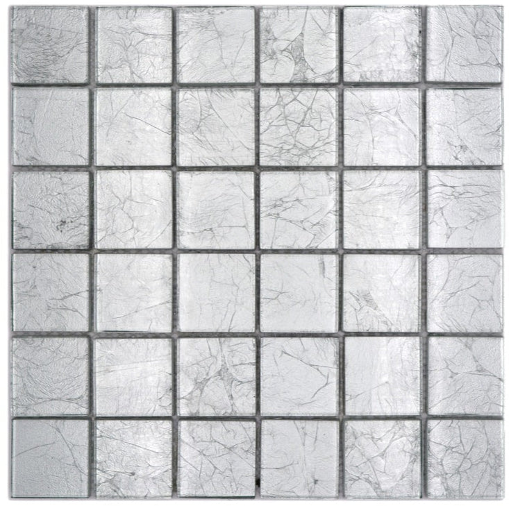 Royal Silber Glasmosaik Fliese - 48x48x8 mm