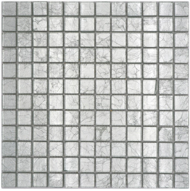Matte Silber Glasmosaik Fliese - 8 mm