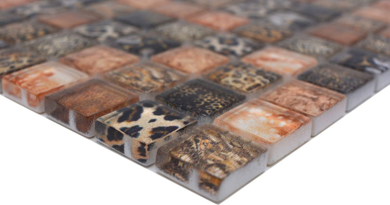 Safari Mosaikfliese Braun Mix Tier