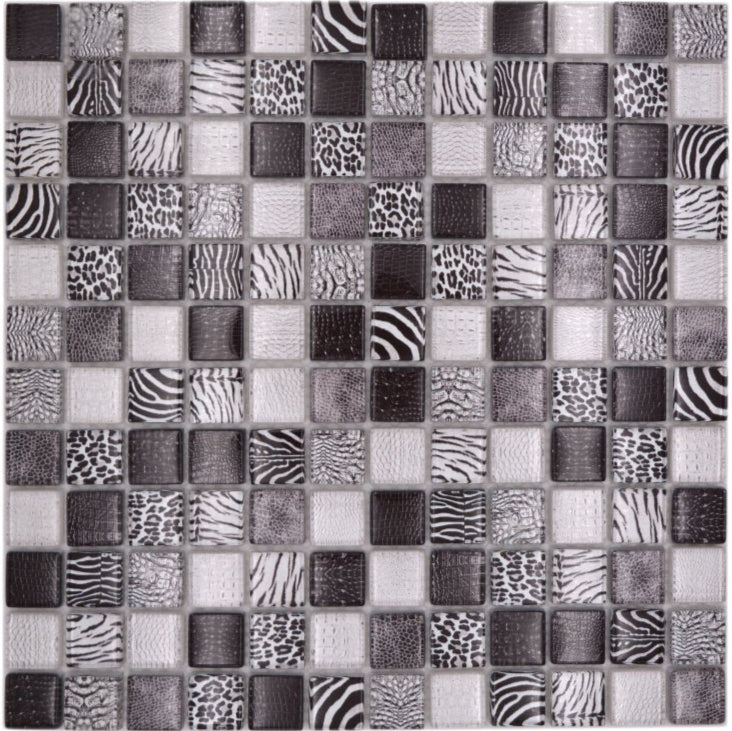 Safari Mosaikfliese Schwarz Mix