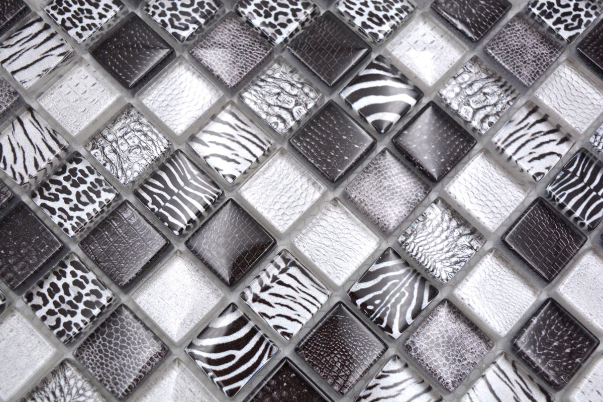 Safari Mosaikfliese Schwarz Mix Plättli