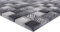 Safari Mosaikfliese Schwarz Mix Quadrat