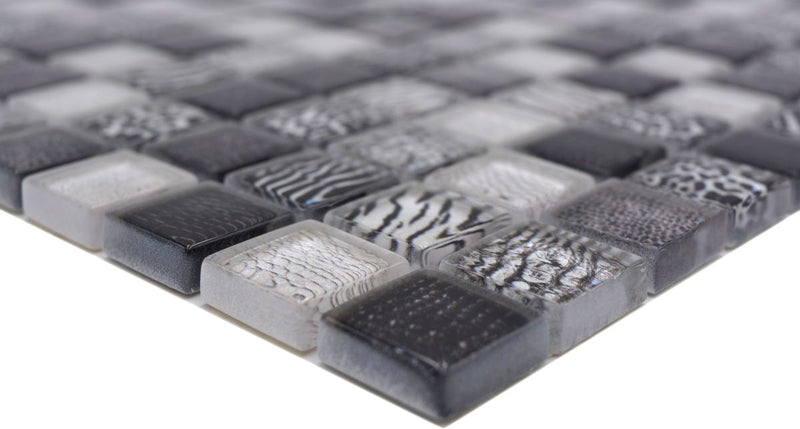 Safari Mosaikfliese Schwarz Mix Quadrat