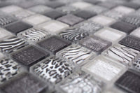 Safari Mosaikfliese Schwarz Mix Quadrat Plättli