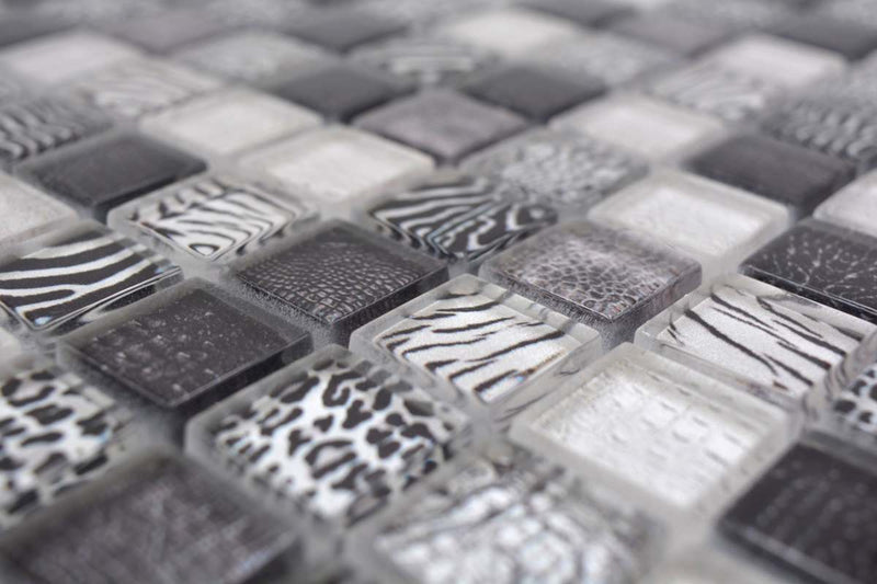 Safari Mosaikfliese Schwarz Mix Quadrat Plättli