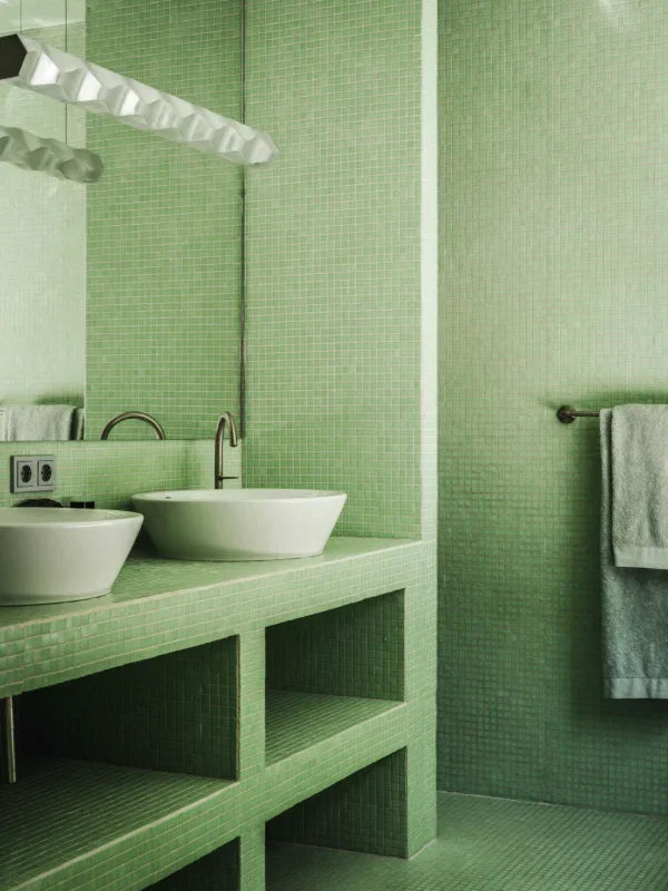 Spa und Pool Grün Körnig Quadrat Glas Mosaik Fliese