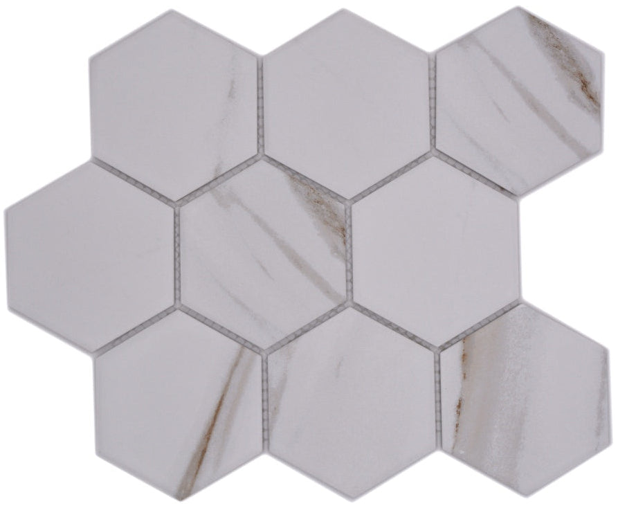 Sankt Moritz Keramik Hexagon Marmoroptik Mosaikfliese