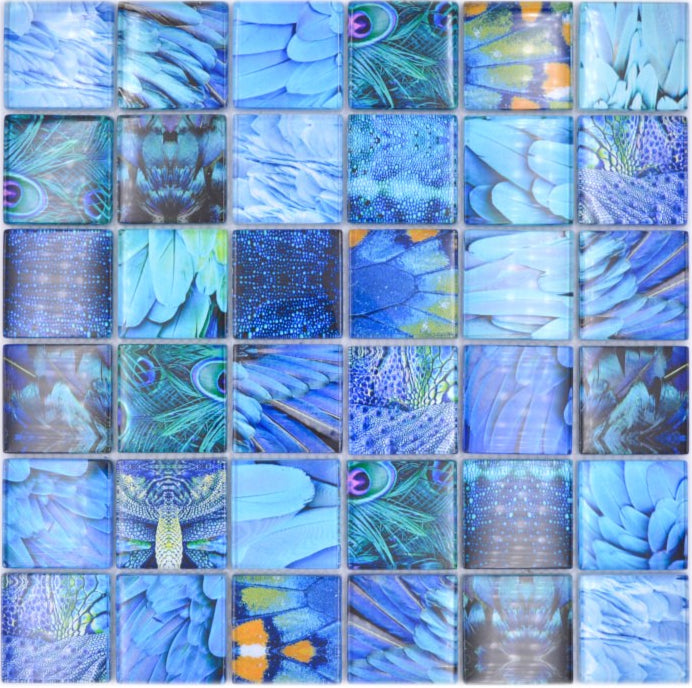 Saphir-Blaues Glas-Mosaik Blossom 48 x 48 mm