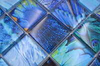 Saphir-Blaues Glas-Mosaik Blossom 48 x 48 mm Glänzend