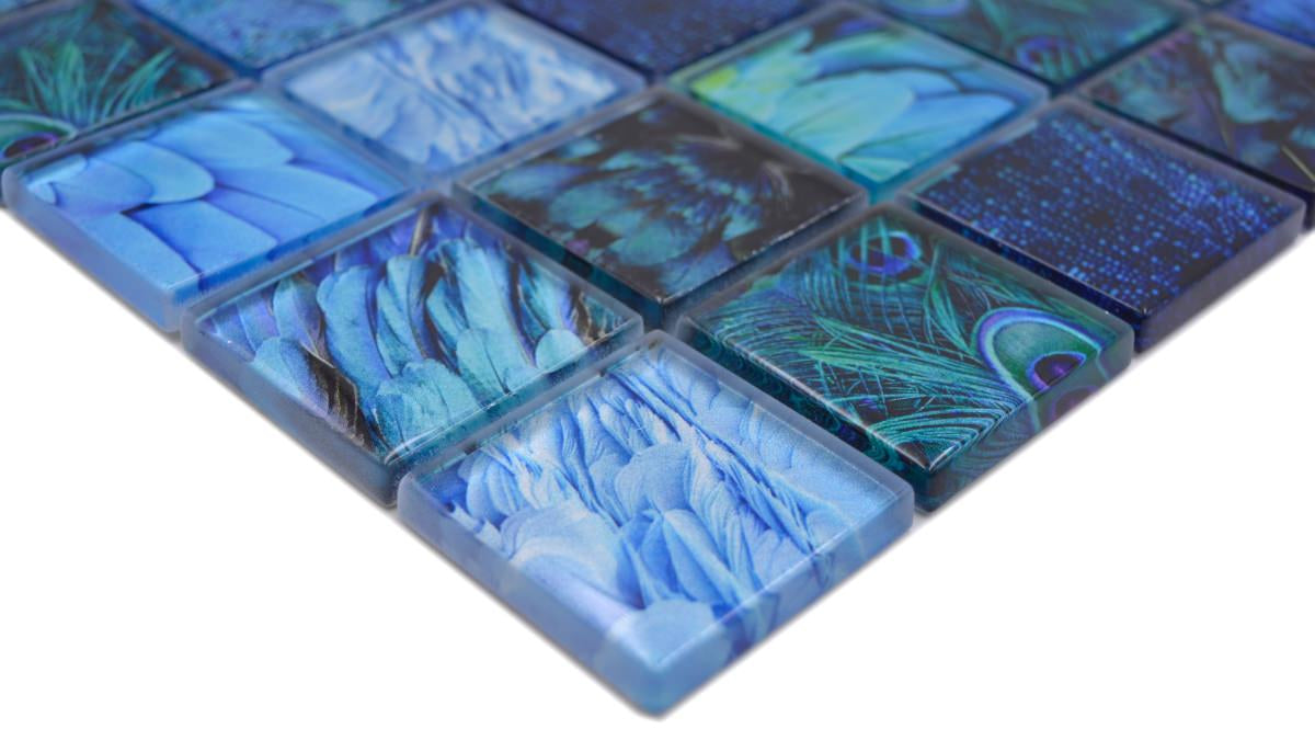 Saphir-Blaues Glas-Mosaik Blossom 48 x 48 mm Mix