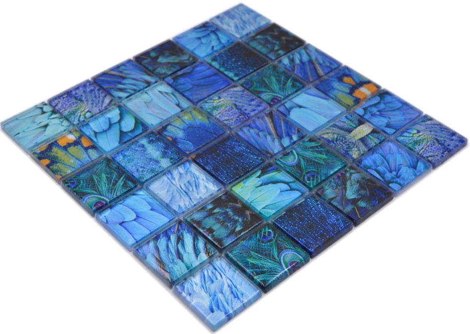 Saphir-Blaues Glas-Mosaik Blossom 48 x 48 mm Plättli