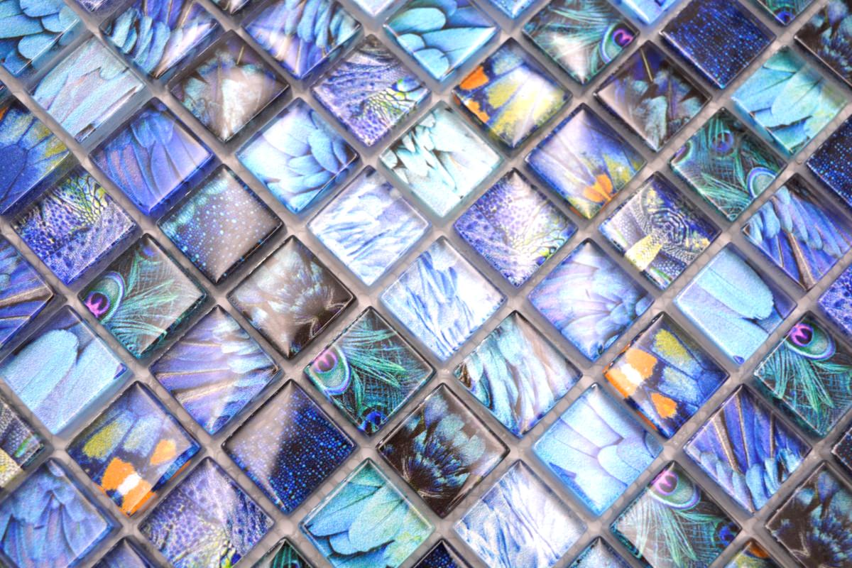 Saphir Blau Wildlife Glas Mosaikfliese Blue Plättli
