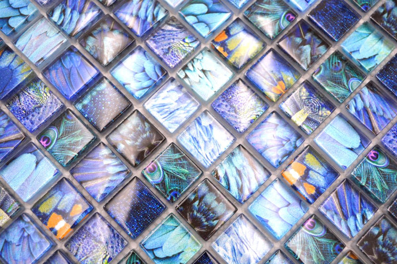 Saphir Blau Wildlife Glas Mosaikfliese Blue Plättli