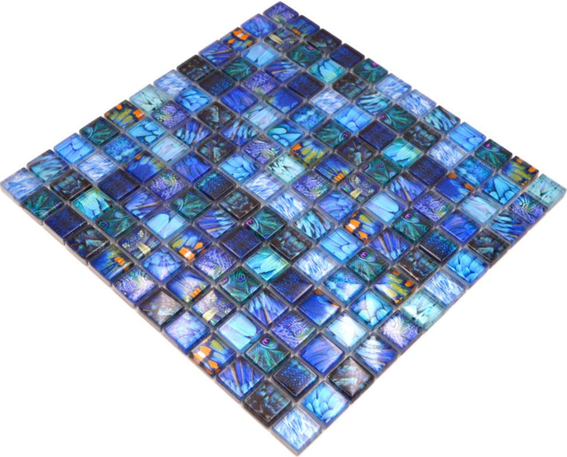 Saphir Blau Wildlife Glas Mosaikfliese Muster Mix