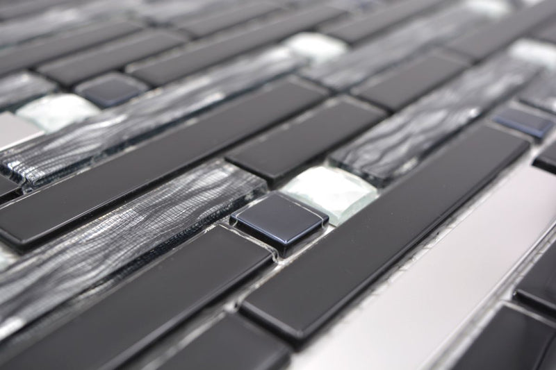 Schwarz Edelstahl Silber Mosaikfliesen Online Kaufen