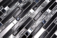Schwarz Edelstahl Silber Mosaikfliesen