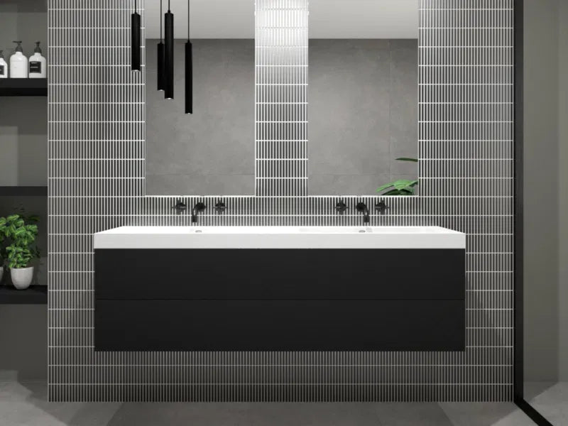 Schwarz  Porzellan Mosaikfliese Badezimmer Inneneinrichtung