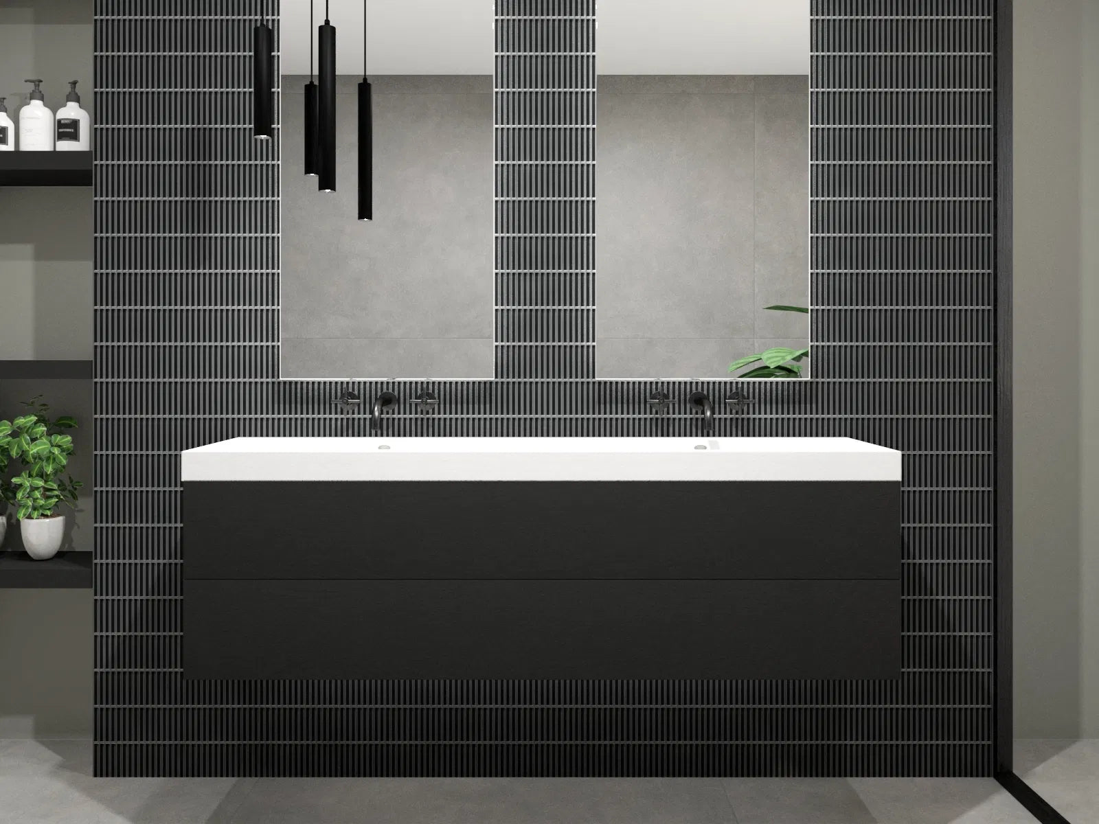 Schwarz KitKat Mini Glanz Porzellan Mosaikfliese Wand Deko Fliese