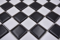 Schwarz Weis Schachbrett Mosaik Fliese