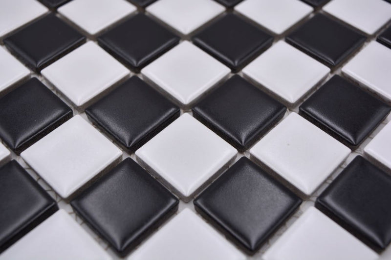 Schwarz Weis Schachbrett Mosaik Fliese