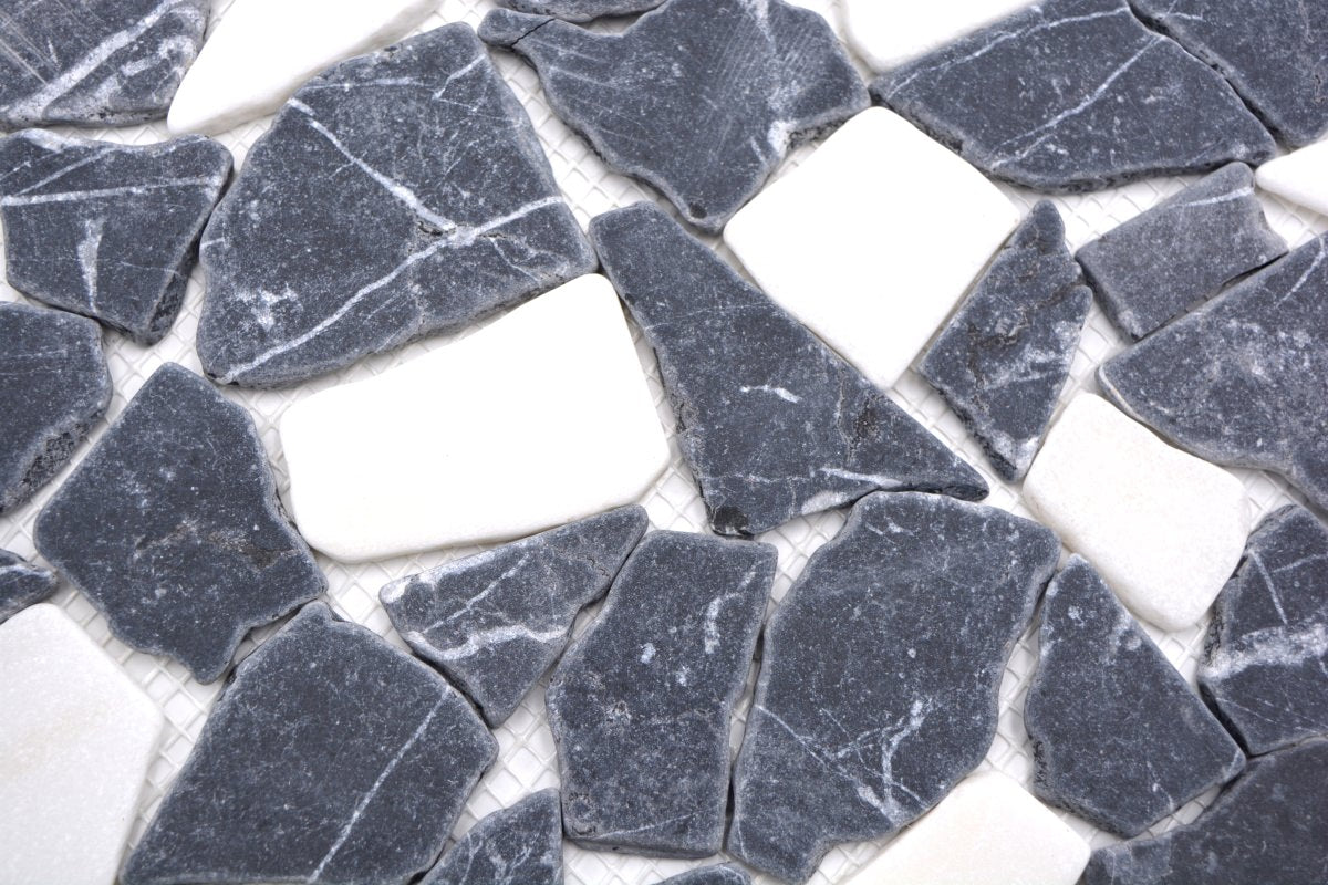 Schwarz Weiss Kieselstein Marmor Mosaikfliese