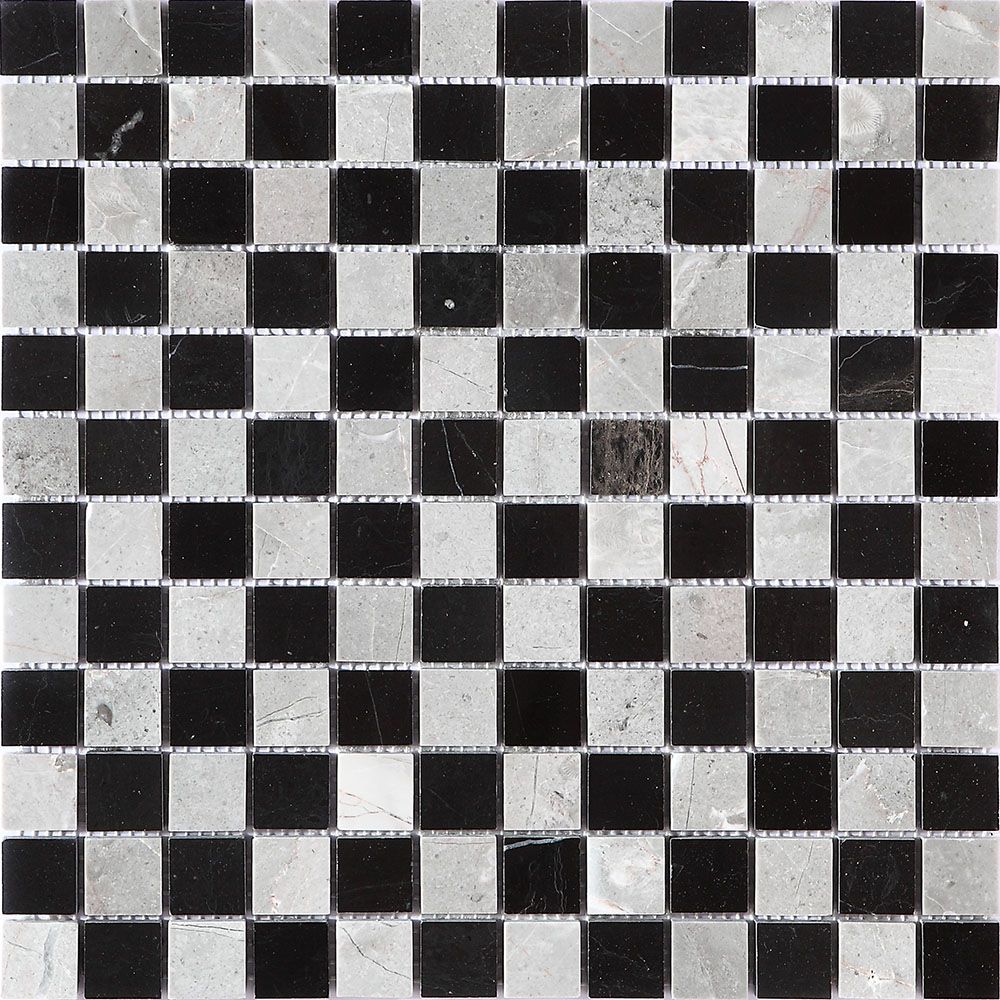 Schwarz Weiss Marmor Stein Jazz Mosaik Fliese