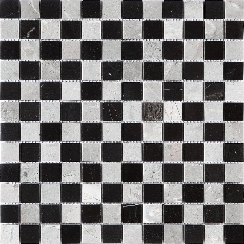 Schwarz Weiss Marmor Stein Jazz Mosaik Fliese