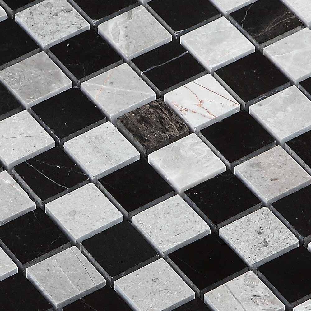 Schwarz Weiss Marmor Stein Mosaik Fliese