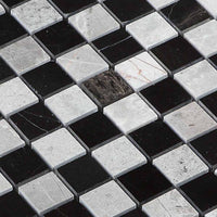 Schwarz Weiss Marmor Stein Mosaik Fliese
