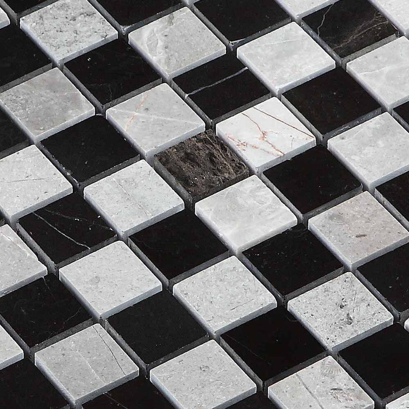 Schwarz Weiss Marmor Stein Mosaik Fliese