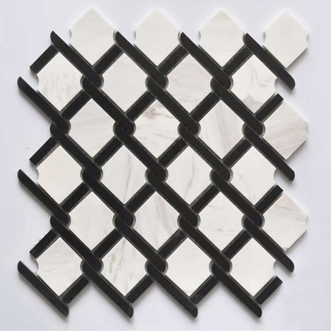 Schwarze Greten Marmor Weiss Mosaik Fliese