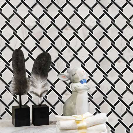 Schwarze Marmor Weiss Mosaik Fliese